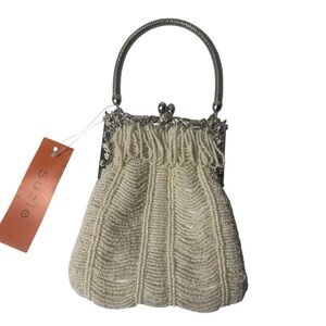 Suzie Cream Beaded clutch Handbag